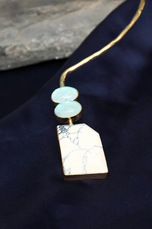 Zehnaz - Gold-Tone Raw Stone Open Choker Necklace