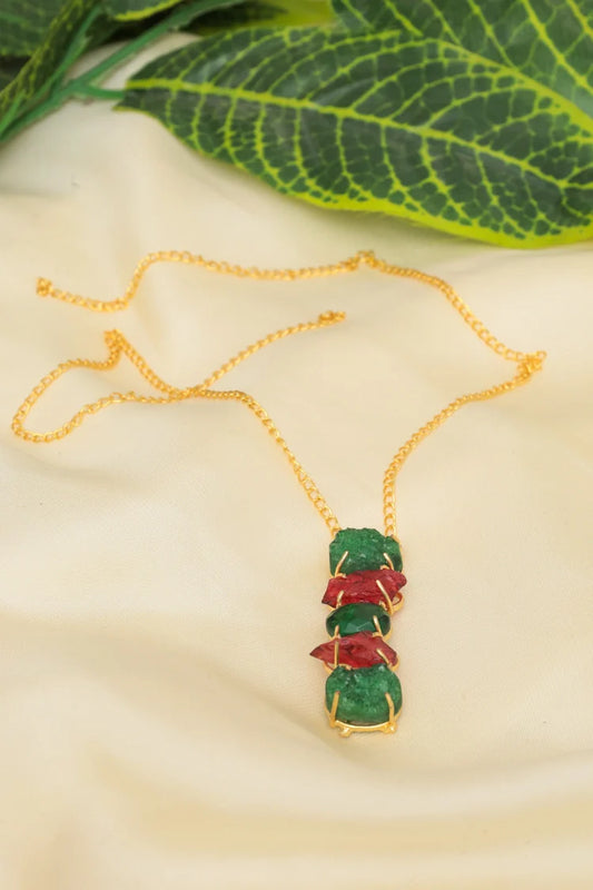 Zehnaz - Royal Gem Necklace Handmade Gold-Plated Statement Jewelry