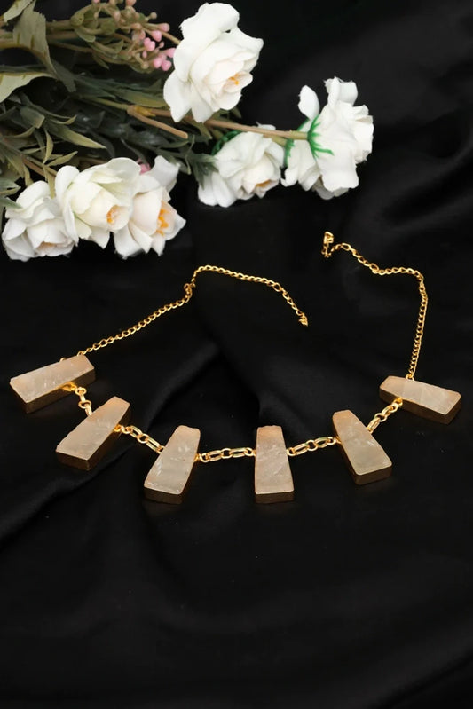 Zehnaz - Royal Quartz Necklace Gold-Plated Statement Jewelry