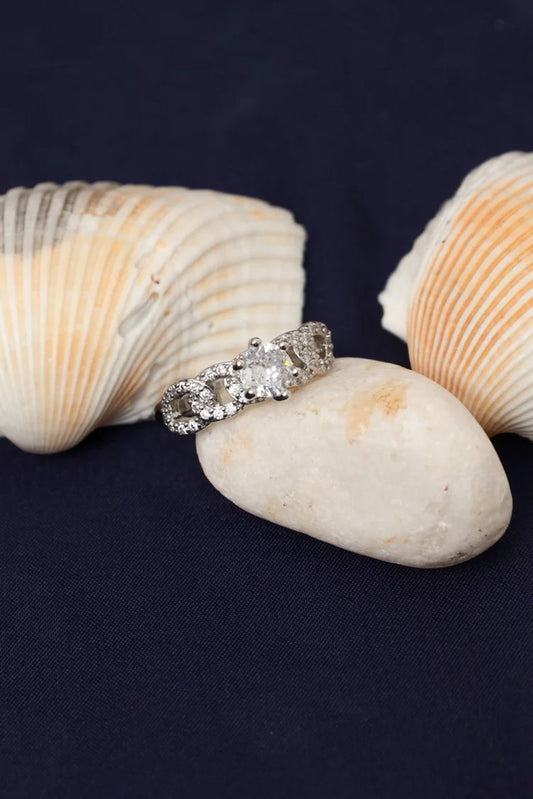 Zehnaz - Silver Plated Round-Cut Infinity Ring with Pave Accents