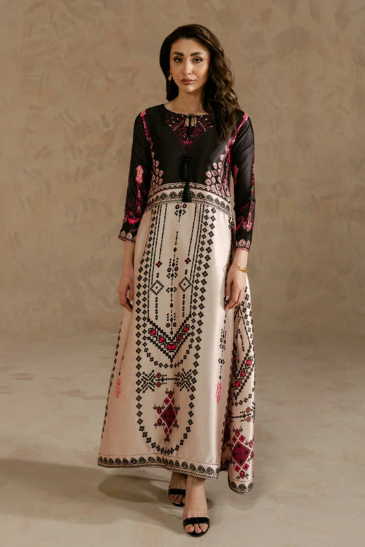 Picture of Zehnaz - Maxi Printed Charmeuse Dress - Zohreh - Available at Raja Sahib