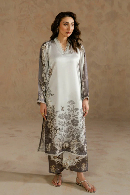 Picture of Zehnaz - Printed Charmeuse Silk Co-Ord Set - Stella - Available at Raja Sahib