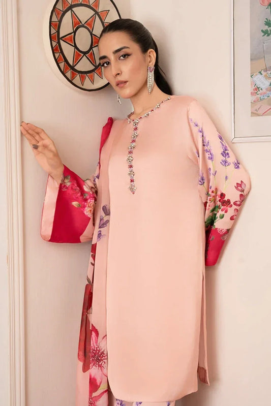 Picture of <!--bdj-->Stitch Vibes - Morganite RTW Collection - 3 PC - Peach Pink Dress - Available at Raja Sahib