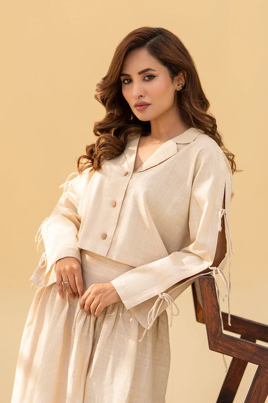 Zarlay - Khaddar Co-ord Set - Off White