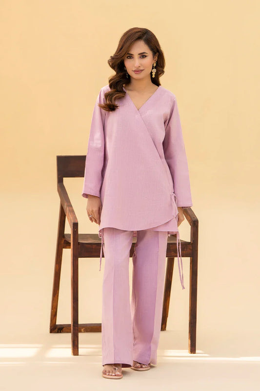 Zarlay - Khaddar Hanbok Tunic Co-ord Set - Lilac