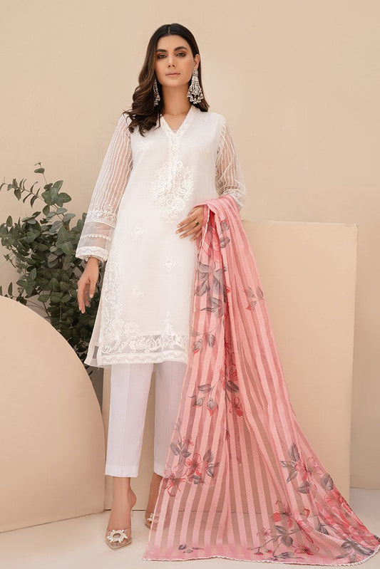 Ellena - 3-PC Stitched Organza Suit