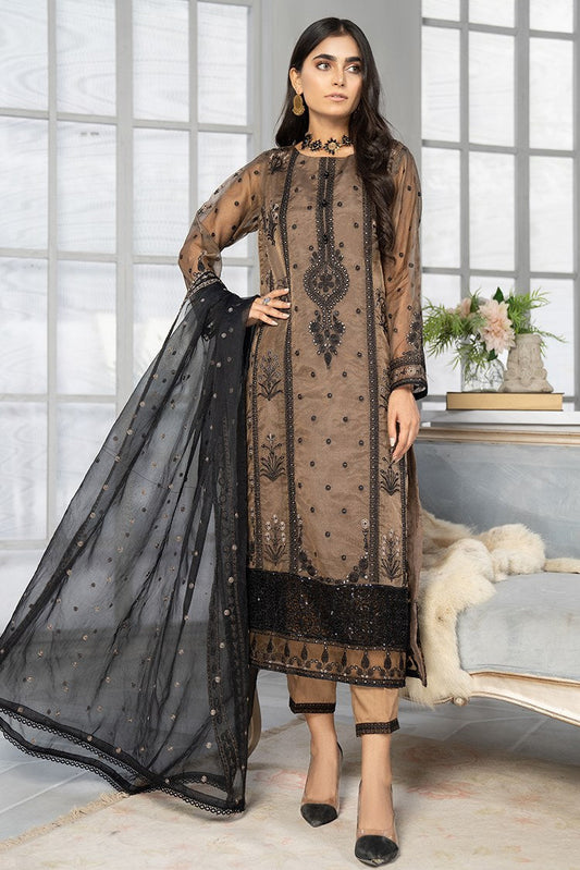 Ellena - 3-PC Stitched Organza Suit