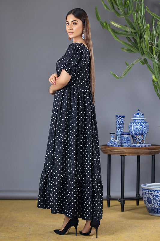 Ellena - Mini Polka Dot Print Georgette Dress