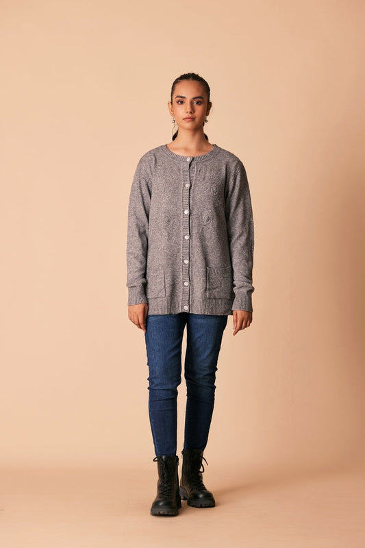 Ellena - Round Neck Cardigan Sweater