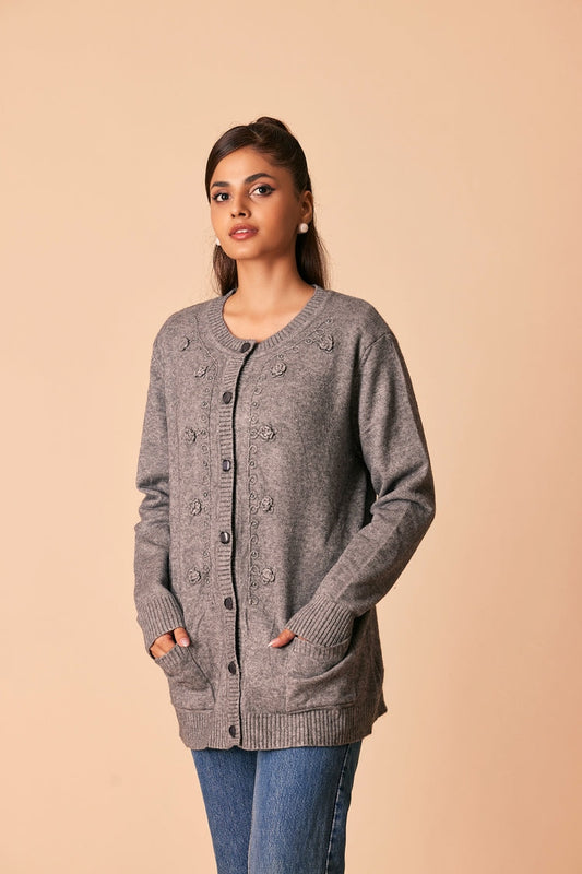 Ellena - Round Neck Cardigan Sweater