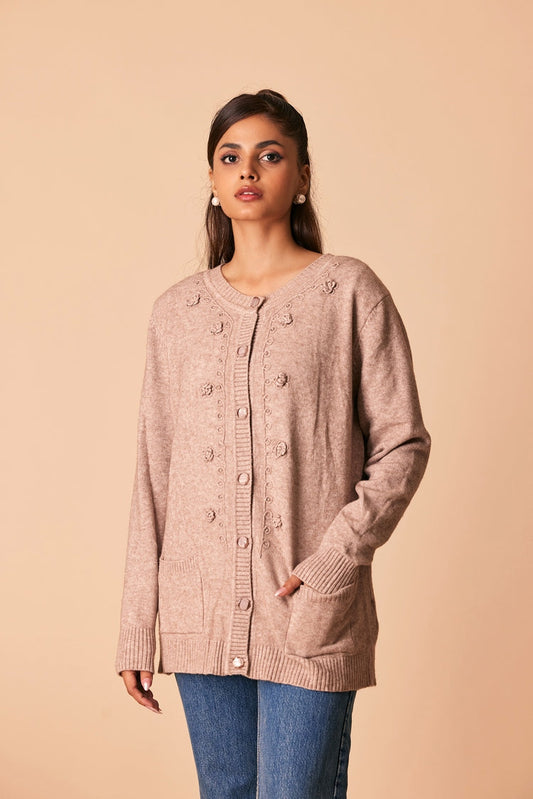 Ellena - Round Neck Cardigan Sweater