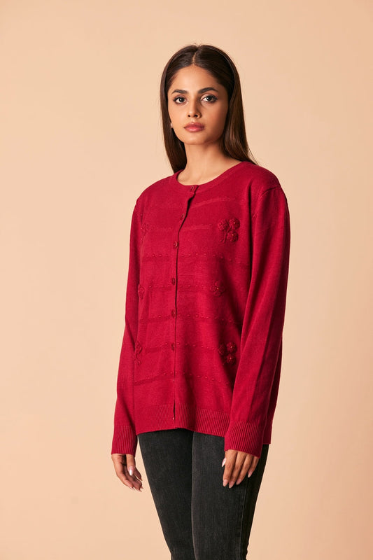Ellena - Round Neck Cardigan Sweater