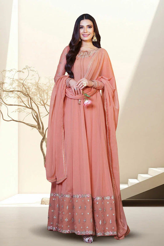Asma & Sidra - Kalidaar Frocks - Peach Decency