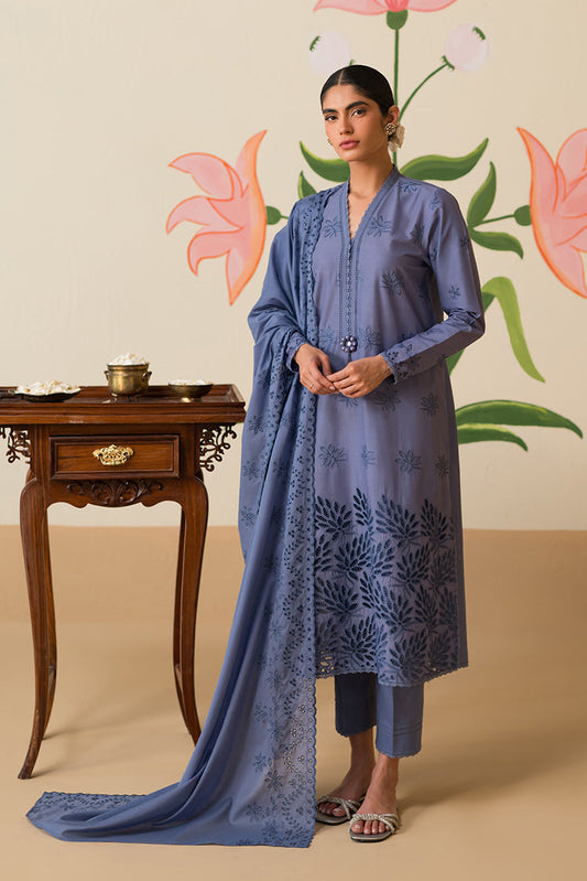 Picture of Cross Stitch - Chikankari Lawn Edit Vol 2 - Blue Fern - Available at Raja Sahib