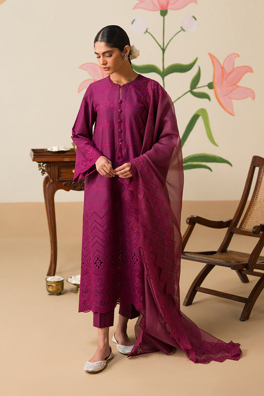 Picture of Cross Stitch - Chikankari Lawn Edit Vol 2 - Plum Parfait - Available at Raja Sahib