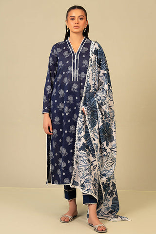 Daily Wear Unstitched Lawn Collection - Cobalt Echo