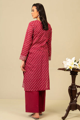 Daily Wear Unstitched Lawn Collection - Cardinal Carmine