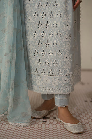 Picture of Cross Stitch - Unstitched Chikankari Collection - Blue Flair - Available at Raja Sahib