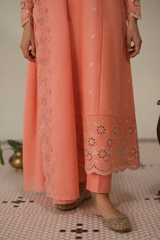 Picture of Cross Stitch - Unstitched Chikankari Collection - Coral Haze - Available at Raja Sahib