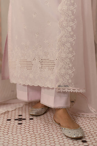 Cross Stitch - Unstitched Chikankari Collection - Pale Lilac