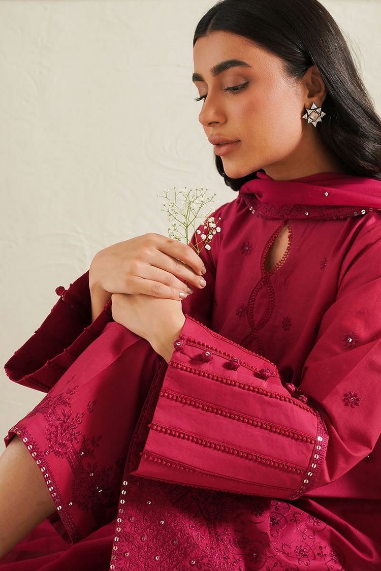 Picture of Cross Stitch - Mahiri Unstitched Embroidered Collection Vol 4 - Fuchsia Blush - Available at Raja Sahib