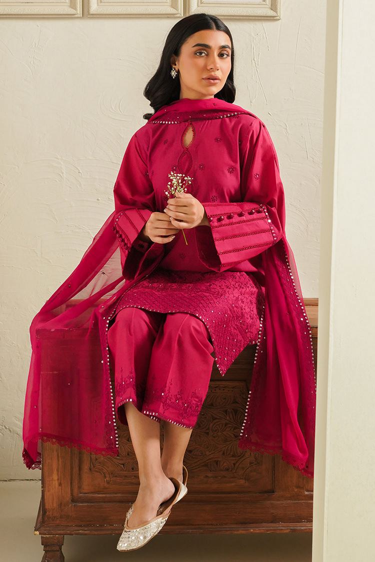 Picture of Cross Stitch - Mahiri Unstitched Embroidered Collection Vol 4 - Fuchsia Blush - Available at Raja Sahib