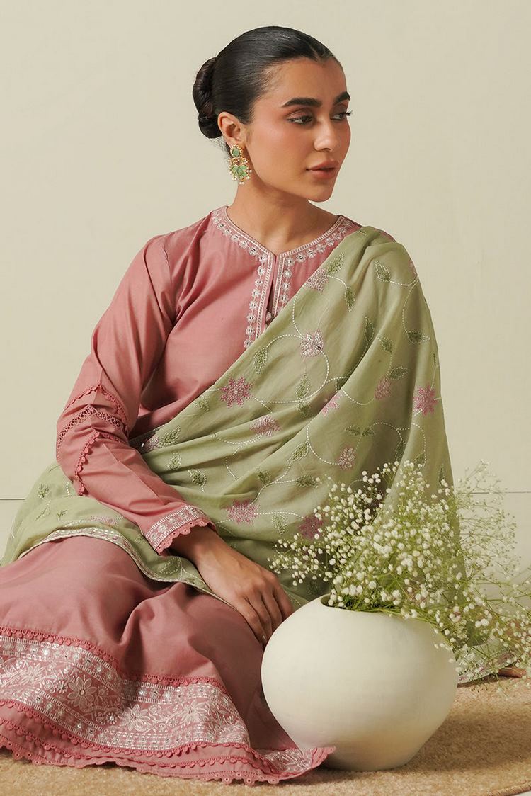 Picture of Cross Stitch - Mahiri Unstitched Embroidered Collection Vol 4 - Soft Sage - Available at Raja Sahib