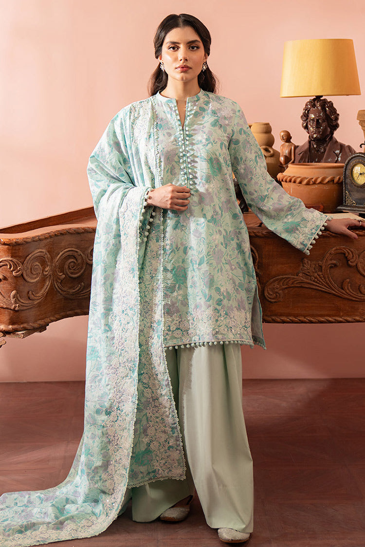 Picture of Cross Stitch - Seher Unstitched Premium Cambric Collection - Mint Haze - Available at Raja Sahib