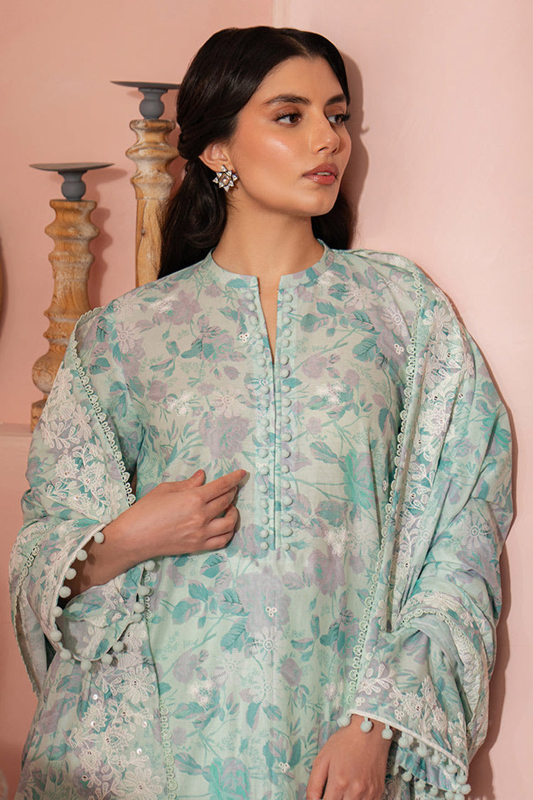 Picture of Cross Stitch - Seher Unstitched Premium Cambric Collection - Mint Haze - Available at Raja Sahib