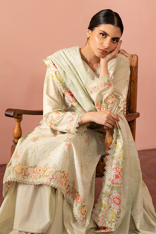 Picture of Cross Stitch - Seher Unstitched Premium Cambric Collection - Pistachio Frost - Available at Raja Sahib