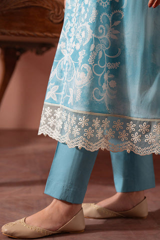 Picture of Cross Stitch - Seher Unstitched Premium Cambric Collection - Cadet Blue - Available at Raja Sahib