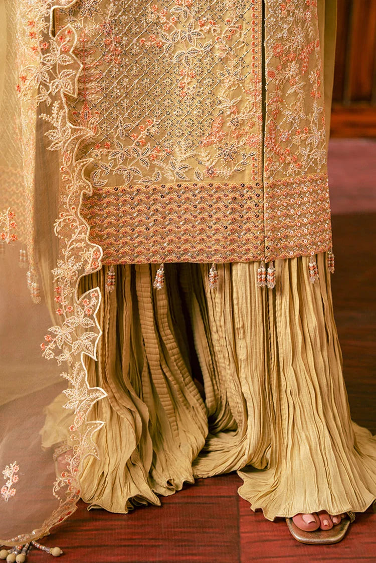 Picture of Cross Stitch - Embroidered Chiffon Collection - Canary Butter - Available at Raja Sahib