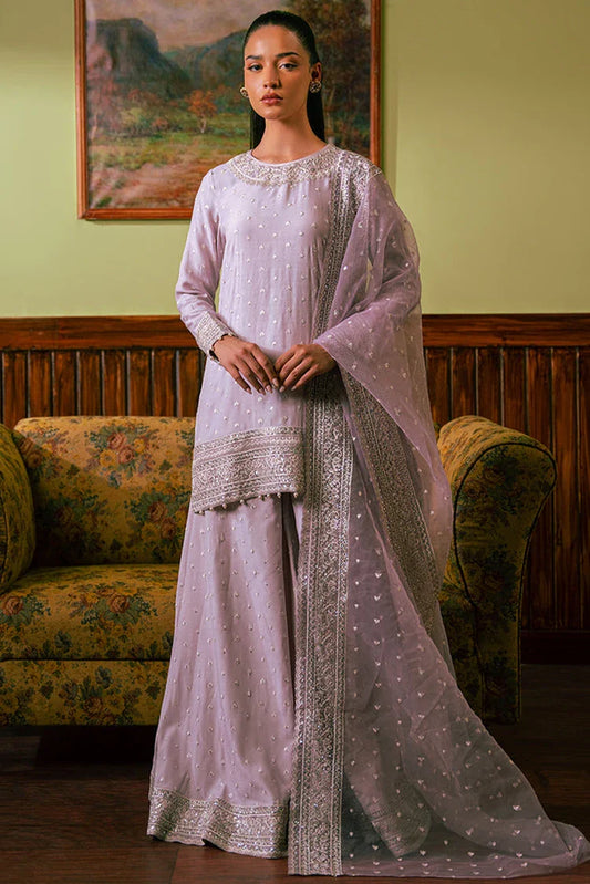 Picture of Cross Stitch - Embroidered Chiffon Collection - Wisteria Plum - Available at Raja Sahib