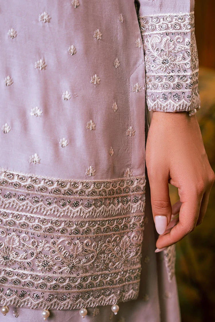 Picture of Cross Stitch - Embroidered Chiffon Collection - Wisteria Plum - Available at Raja Sahib