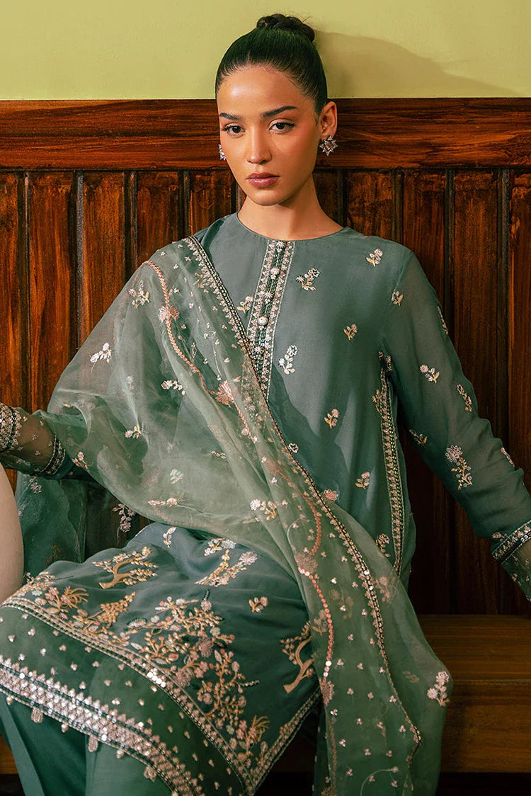 Picture of Cross Stitch - Embroidered Chiffon Collection - Fern Green - Available at Raja Sahib