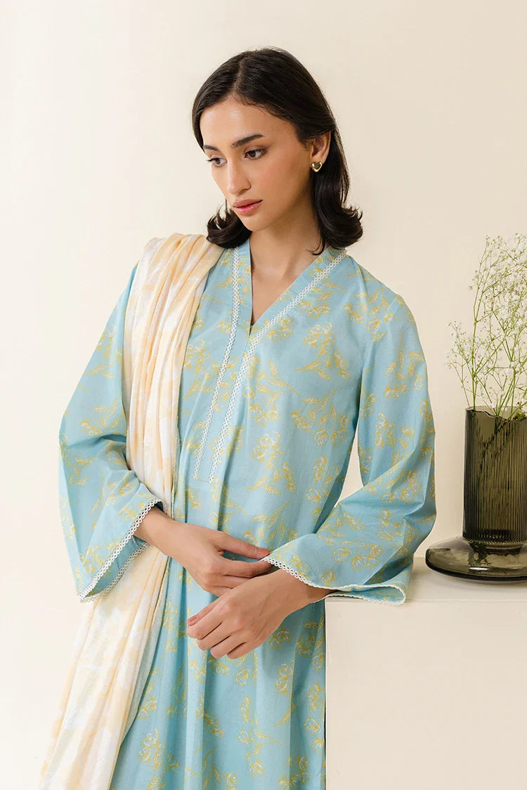 Picture of Cross Stitch - Daily Unstitched Lawn Collection - Blue Foliage - Available at Raja Sahib