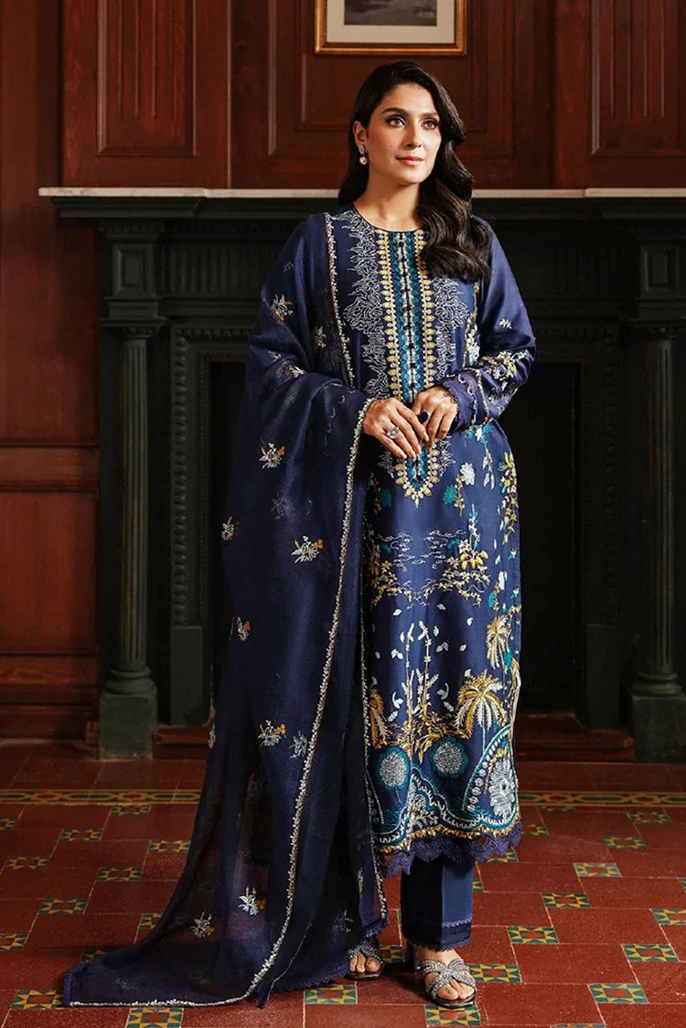 Picture of <!--gj-->Cross Stitch - Satin De Luxe Unstitched Premium Collection - Celestial Navy - Available at Raja Sahib