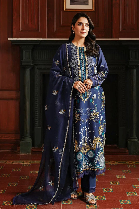 Picture of Cross Stitch - Satin De Luxe Unstitched Premium Collection - Celestial Navy - Available at Raja Sahib