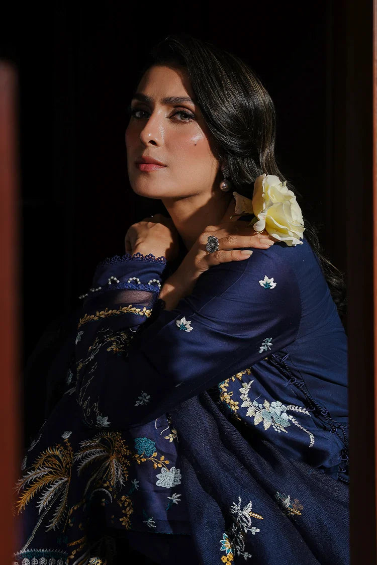 Picture of Cross Stitch - Satin De Luxe Unstitched Premium Collection - Celestial Navy - Available at Raja Sahib