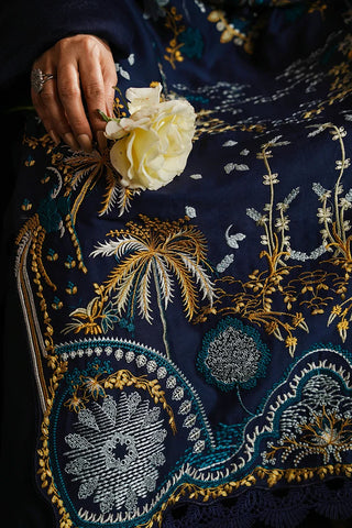 Picture of Cross Stitch - Satin De Luxe Unstitched Premium Collection - Celestial Navy - Available at Raja Sahib