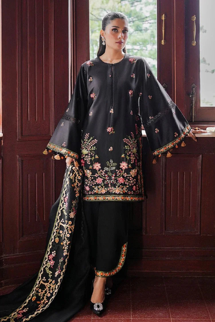 Picture of Cross Stitch - Satin De Luxe Unstitched Premium Collection - Raven Blossom - Available at Raja Sahib