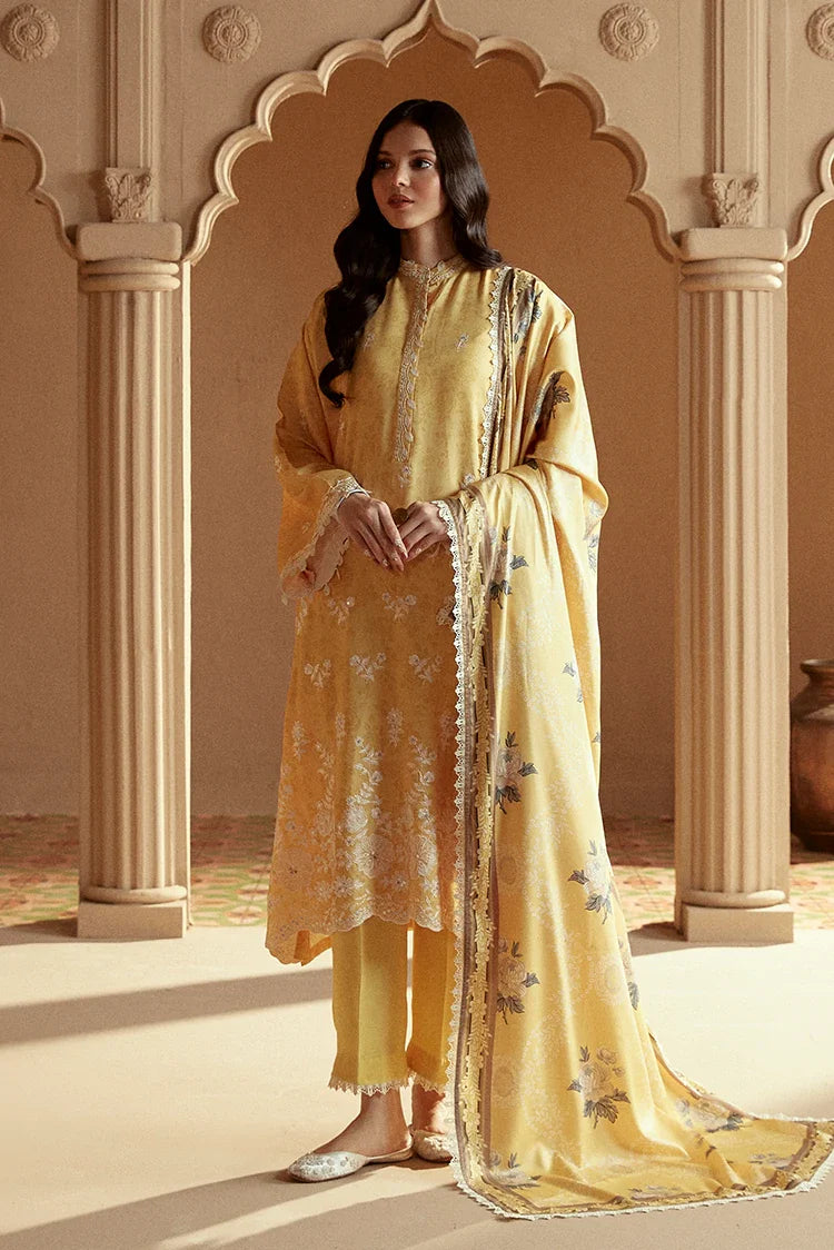 Picture of Cross Stitch - Winter Unstitched Collection 2024 - Ochre Tint - Available at Raja Sahib