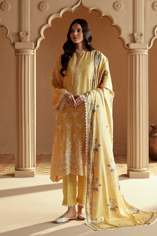 Picture of Cross Stitch - Winter Unstitched Collection 2024 - Ochre Tint - Available at Raja Sahib