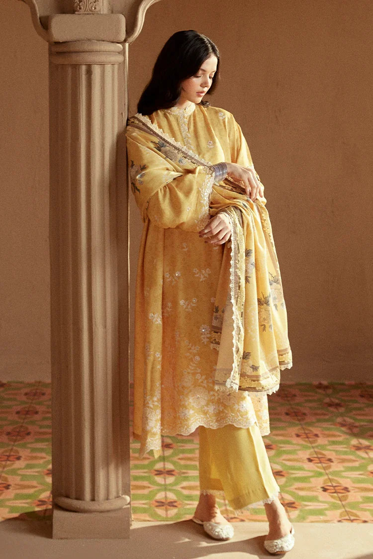 Picture of Cross Stitch - Winter Unstitched Collection 2024 - Ochre Tint - Available at Raja Sahib