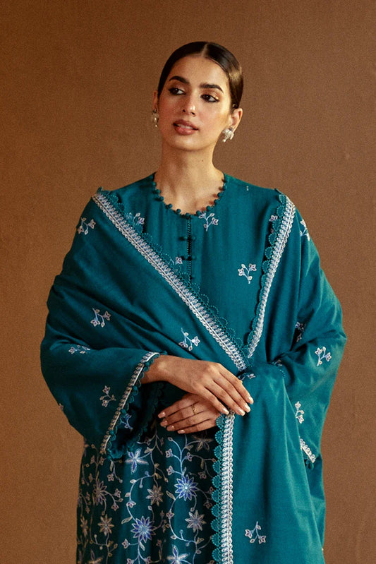 Picture of Cross Stitch - Winter Unstitched Collection 2024 - Turquoise Meadow - Available at Raja Sahib