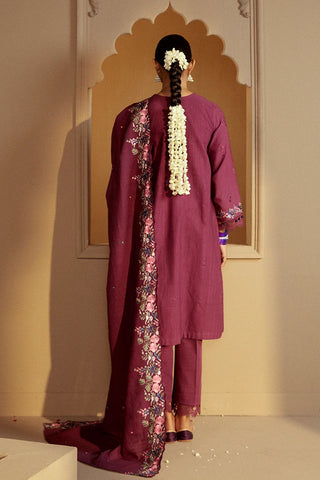 Picture of Cross Stitch - Winter Unstitched Collection 2024 - Plum Radiance - Available at Raja Sahib