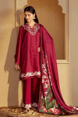 Picture of Cross Stitch - Winter Unstitched Collection 2024 - Pink Velveten - Available at Raja Sahib