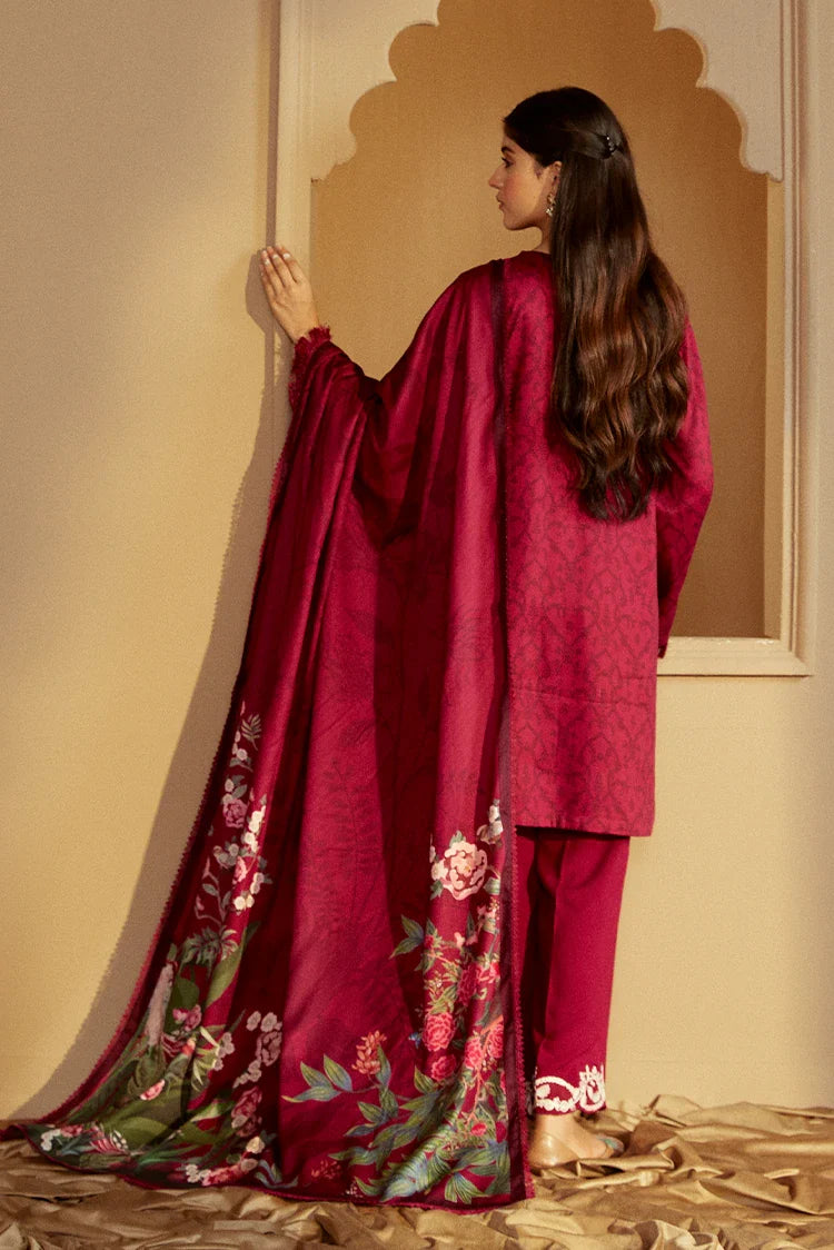 Picture of Cross Stitch - Winter Unstitched Collection 2024 - Pink Velveten - Available at Raja Sahib