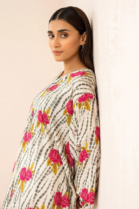 Cross Stitch - Ivory Frost Printed Linen Shirt