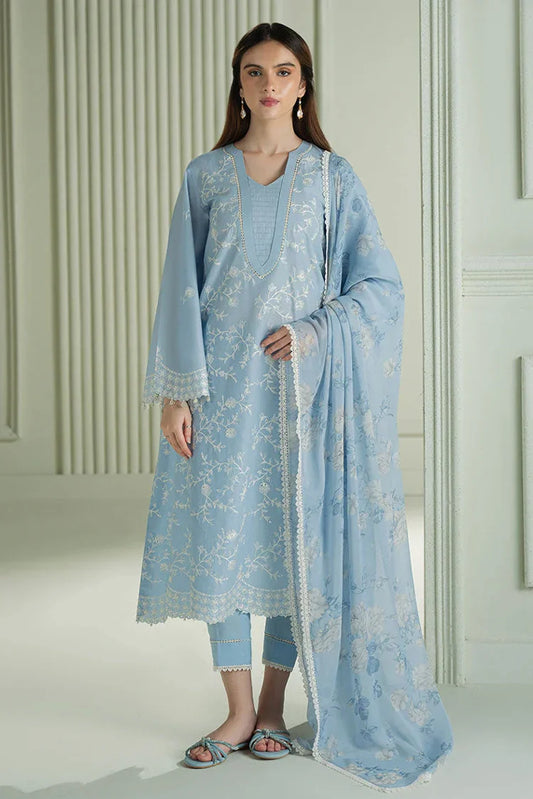 Picture of Cross Stitch - Mahiri Unstitched Embroidered Collection - Lavender Blue - Available at Raja Sahib